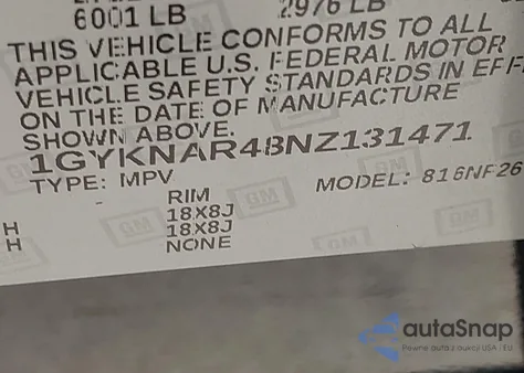 2022 Cadillac Xt5 Fwd Luxury z USA, uszkodzony, nr VIN 1GYKNAR48NZ131471